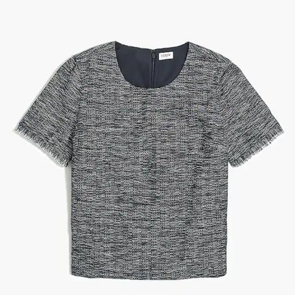 J Crew Tweed Navy White Top Shirt Small - Picture 1 of 5